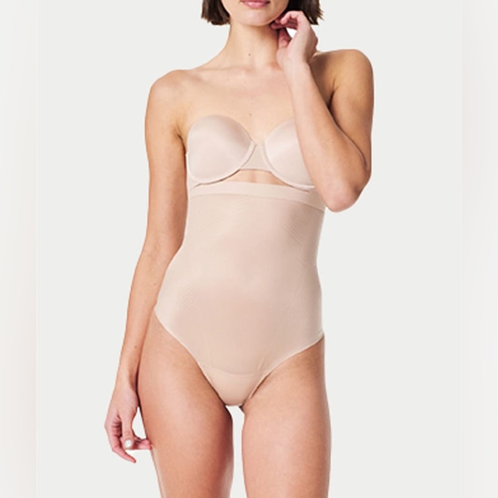NWOT SPANX nude Thinstincts 2.0 High-Waist Shaping Thong - Picture 1 of 7